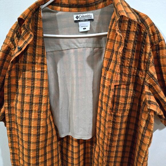 Columbia Size Large Men's Orange Stripe Vented  Button Down  Shirt - Picture 4 of 7